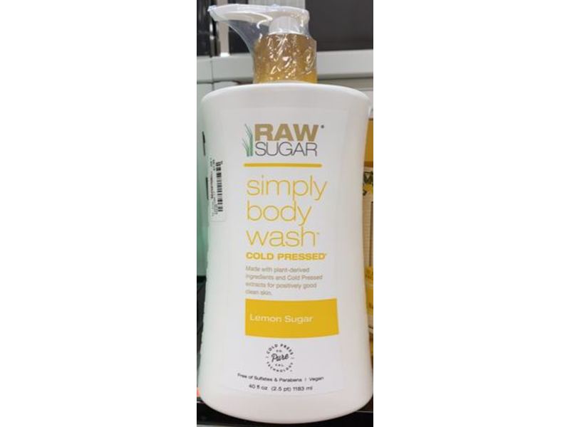 Raw Sugar Simply Body Wash, Lemon Sugar, 40 fl oz/1183 mL