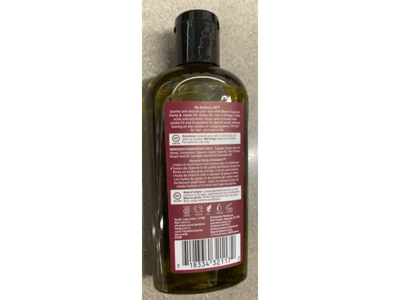 Desert Essence Soothing Blend Hemp & Jojoba Oil, Grapeseed Oil, 4 fl oz/118 mL