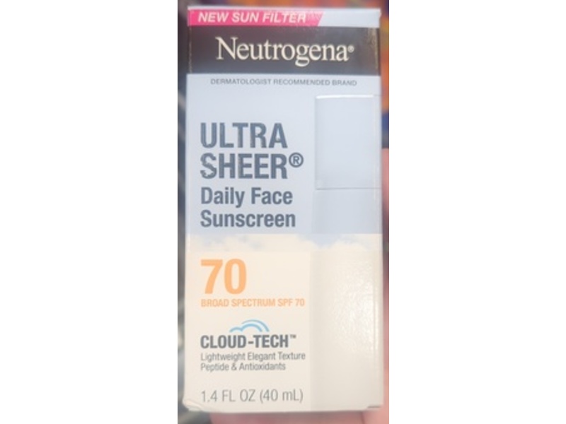 Neutrogena Ultra Sheer Daily Face Sunscreen, SPF 70, 1.4 fl oz/40 mL
