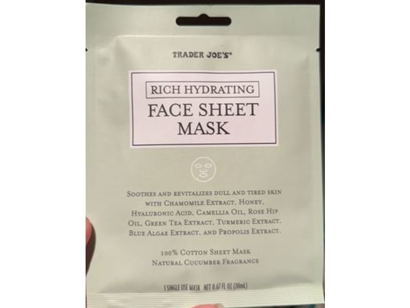 Trader Joe's Face Sheet Mask, Rich Hydrating , 0.67 fl oz/30 mL, Pack Of 3