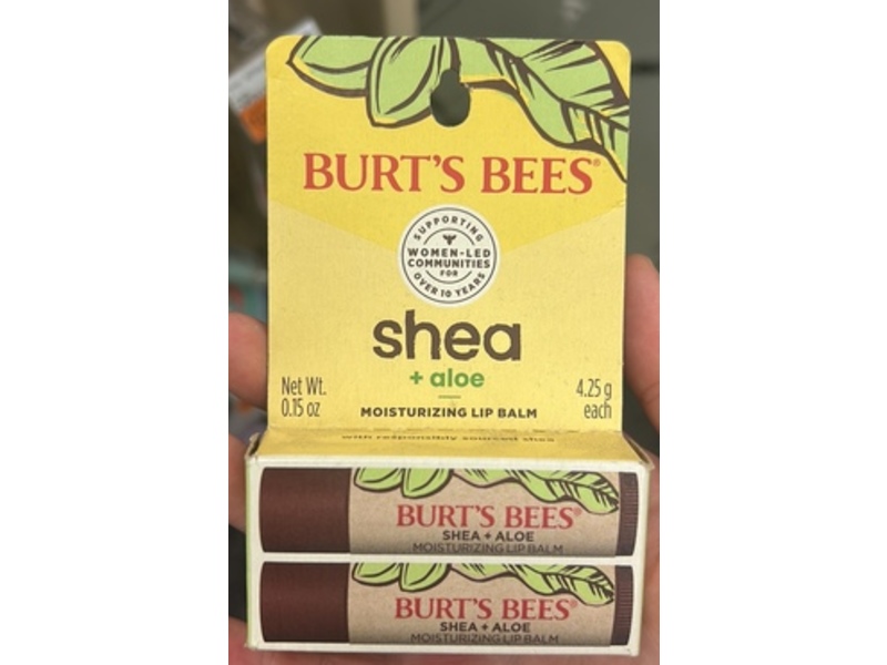 Burt's Bees Moisturizing Lip Balm, Shea + Aloe, 0.15 oz/4.25 g, Pack Of 2