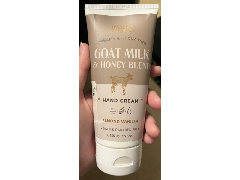 Ipanema & Belleza Goat Milk & Honey Blend Hand Cream, Almond Vanilla, 5.5 oz/155.9 g
