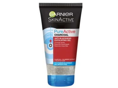 Garnier SkinActive Pure Active Anti-Blackhead Exfoliating Gel, Charcoal + Blueberry Extract + Salicylic Acid, 150 mL