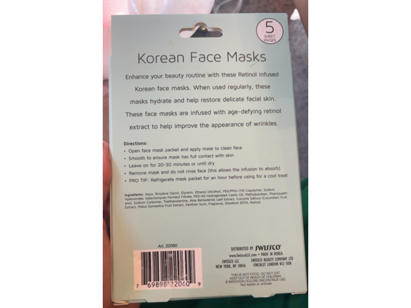 Precision Beauty Anti-Aging Retinol Face Masks, 5 Count