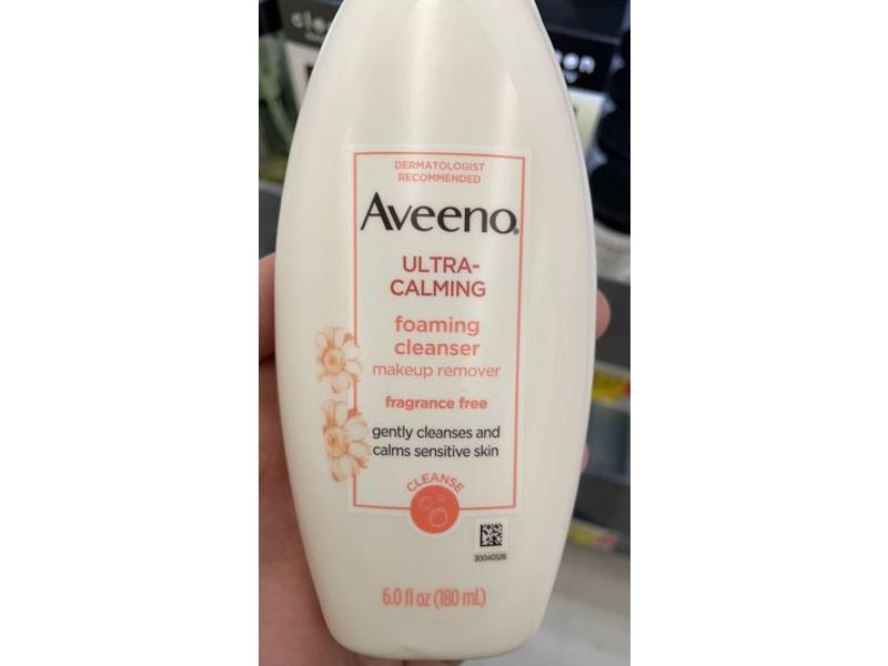 Aveeno Ultra-Calming Foaming Cleanser Makeup Remover, 6 fl oz/180 mL