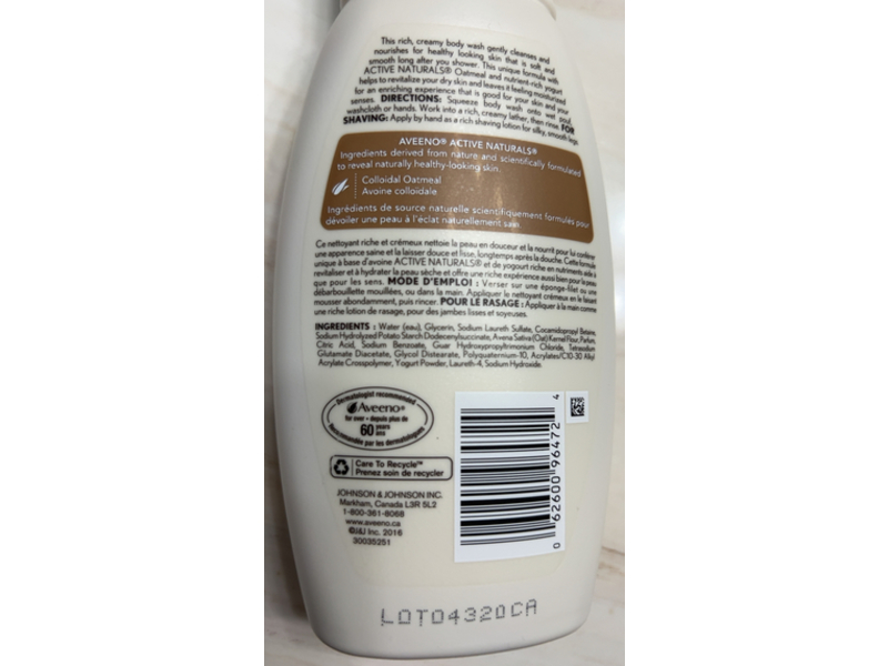 Aveeno Daily Moisturizing Yogurt Body Wash, Vanilla & Oats, 354 mL