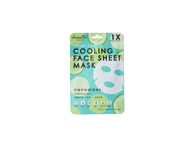 Danielle Creations Refresh + Soothe Cooling Face Mask, Cucumber, White Tea + Aloe, 0.88 fl oz/25 g, 1 Count