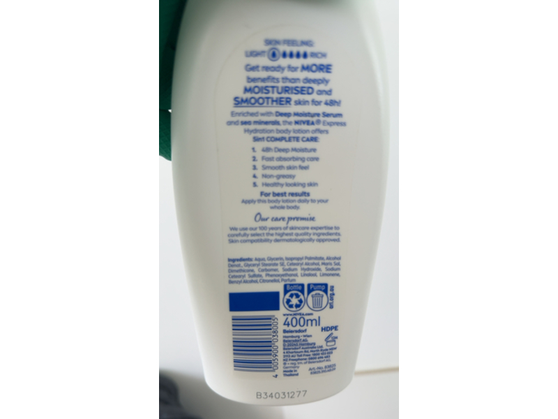 Nivea Express Hydration Body Lotion, 400 mL