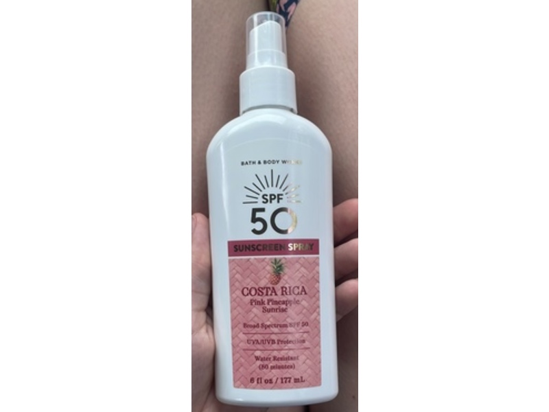 Bath & Body Works Sunscreen Spray, SPF 50, Costa Rica Pink Pineapple Sunrise, 6 fl oz/177 mL