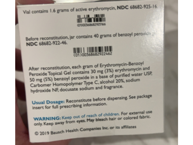 Erythromycin - Benzoyl Peroxide Topical Gel, 46.6 g Oceanside Pharmaceuticals (RX)