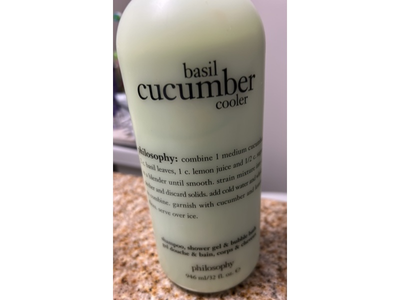 Philosophy Shampoo Shower Gel & Bubble Bath, basil Cucumber Cooler, 32 fl oz/946 mL