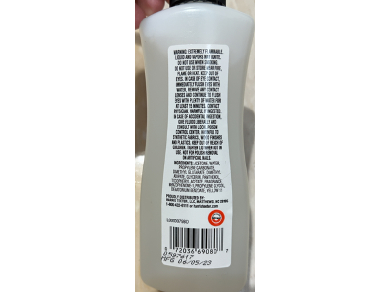 Harris Teeter Nail Polish Remover, Vitamin E & Panthenol, 6 fl oz/177 mL