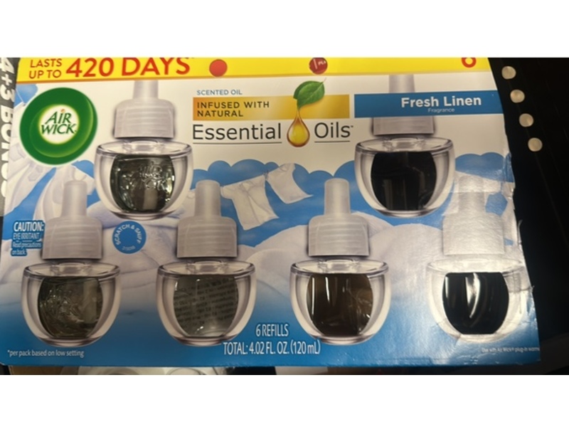 Air Wick Infused Natural Essential Oil Air Freshener Refills, Fresh Linen, 4.02 fl oz/120 mL, 6 Count