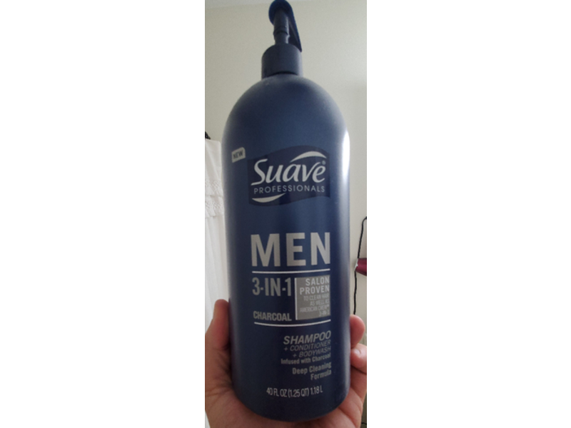 Suave Men 3 - In - 1 Shampoo + Conditioner + Bodywash, Charcoal, 40 fl oz/1.18 L