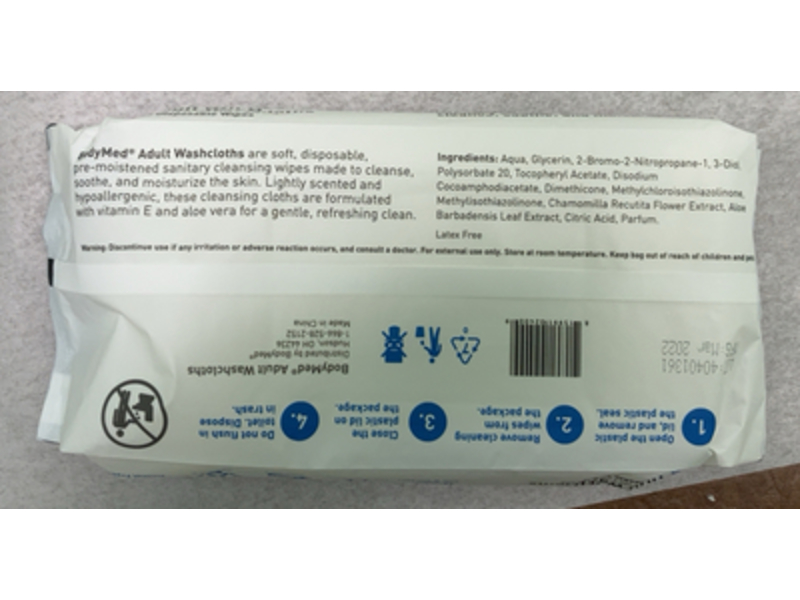 BodyMed Adult Washcloth Wipes, 48 Count