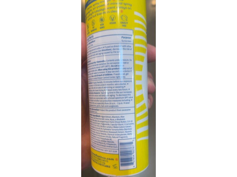 Seaweed Bath Co. Kids Mineral Sunscreen Spray, SPF 50, Playful Papaya, 6 fl oz/177 mL