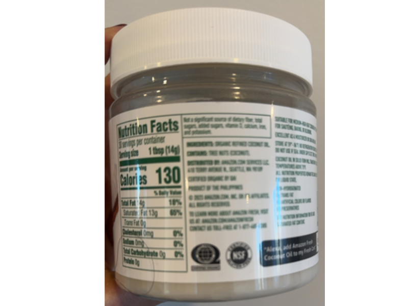 Amazon Fresh Organic Coconut Oil, 15 fl oz/444 mL