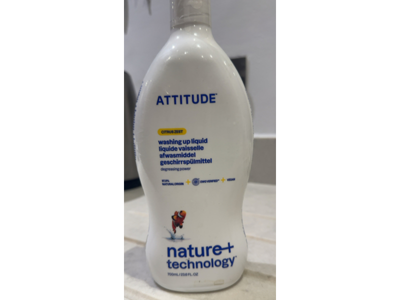 Atitude Washing Up Liquid Detergent, Lemon Zest, 23.6 fl oz/700 mL