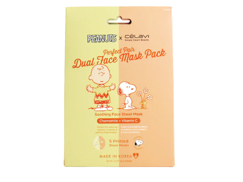 Peanuts X Celavi Perfect Pair Dual Face Mask Pack, Chamomile + Vitamin C, 0.77 oz/23 mL, 5 Count