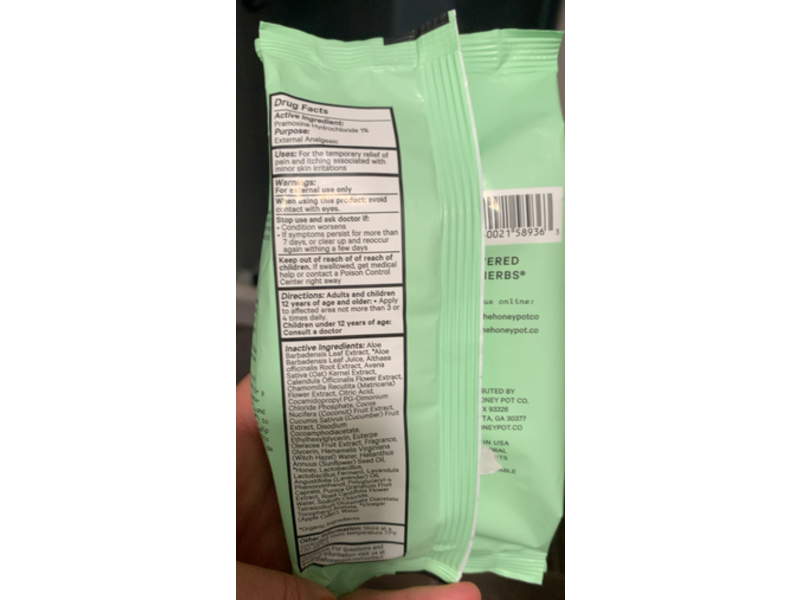 The Honey Pot Company Anti - Itch Soothing Wipes, 30 Count