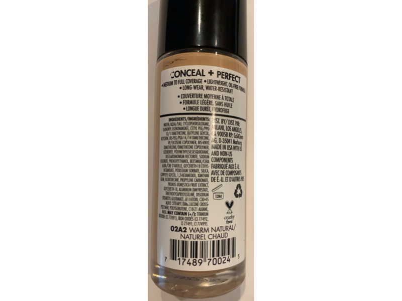 Milani Conceal + Perfect Liquid Foundation, Warm Natural, 1 fl oz/30 mL