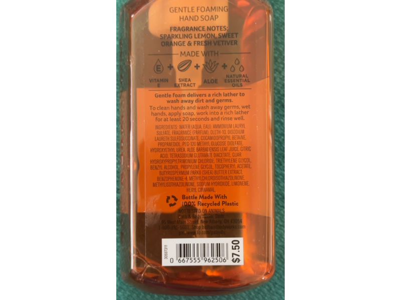 White Barn Gentle Foaming Hand Soap, Citrus & Vetiver, 8.75 fl oz/259 mL