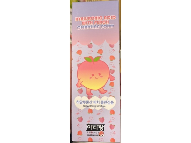 Arirang Bliss Cleansing Foam, Hyaluronic Acid & Peach, 5.29 fl oz/150 g