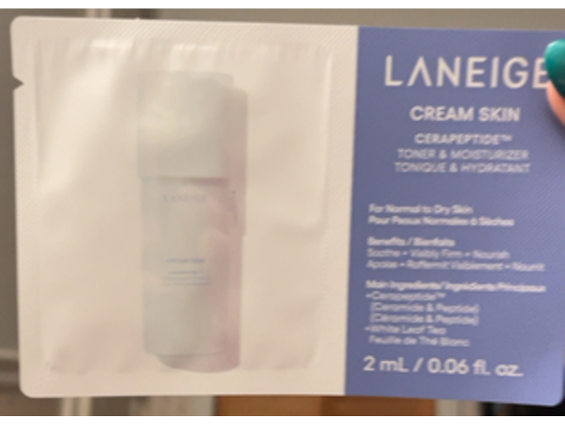 Laneige Cerapeptide Cream Skin Toner & Moisturizer, 0.06 fl oz/2 mL