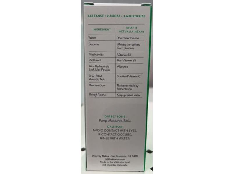 Native Sensitive Facial Serum, Aloe & Vitamin B3, 1 fl oz/30 mL