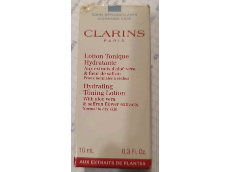 Clarins Hydrating Toning Lotion, Aloe Vera & Saffron Flower Extracts, 0.3 fl oz/10 mL