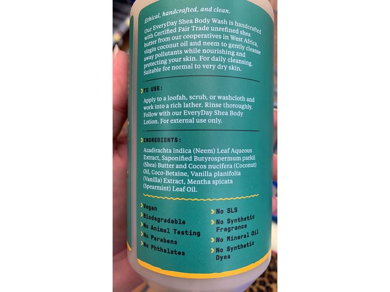 Alaffia Everyday Shea Body Wash, Vanilla Mint, 16 fl oz / 476 mL