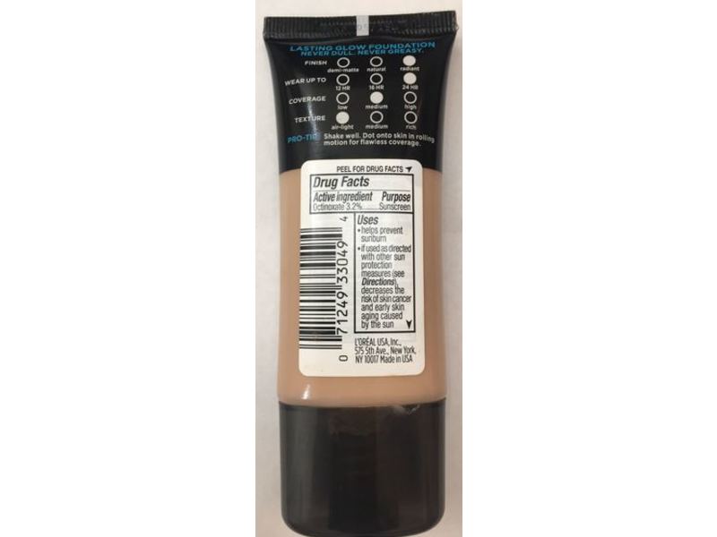 L'Oreal Paris Infallible Pro-Glow Foundation, SPF 15, 207 Sand Beige, 1 fl oz/30 mL