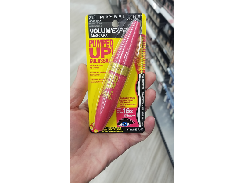 Maybelline New York Volum' Express Pumped Up! Colossal Washable Mascara, Classic Black 213, 0.33 fl oz / 9.7 mL