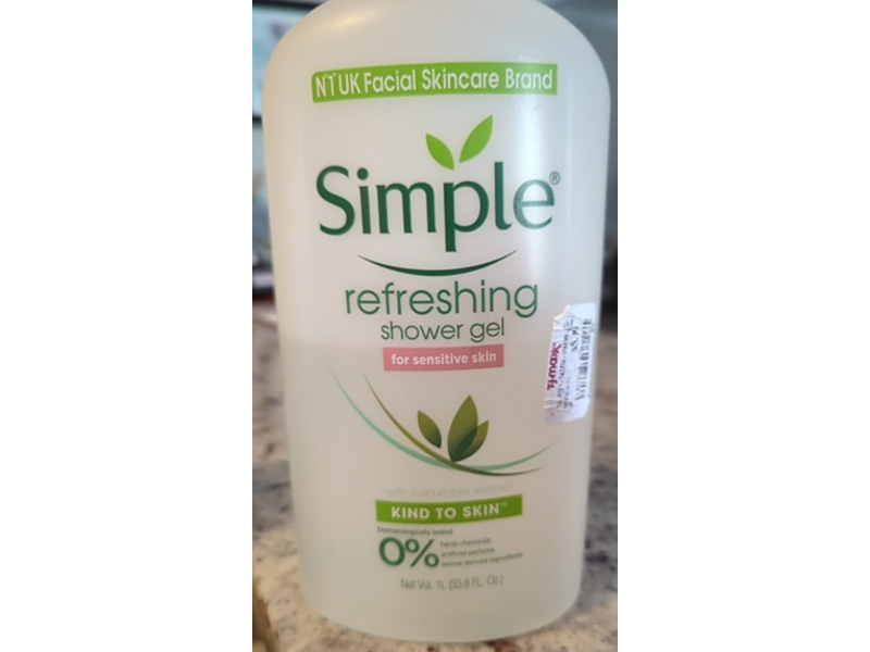 Simple Refreshing Shower Gel, 33.8 fl oz/1 L