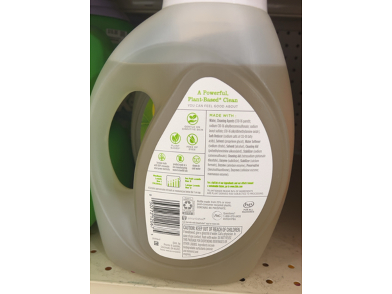 Tide Purclean Liquid Laundry Detergent, Free, 48 Loads, 63 fl oz/1.86 L