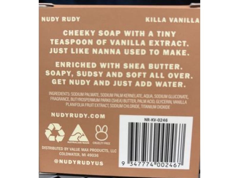 Nudy Rudy Killa Vanilla Soap, Shea Butter, 4.2 oz/120 g