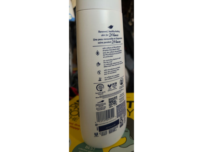 Dove Unwinding Body Wash, Blueberry & Moon Milk, 20 fl oz/591 mL, Pack Of 4