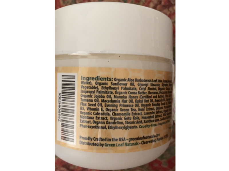 Green Leaf Naturals Amazing Aloe Vera Eczema & Psoriasis Cream, Manuka HOney, ragrance Free, 4 fl oz