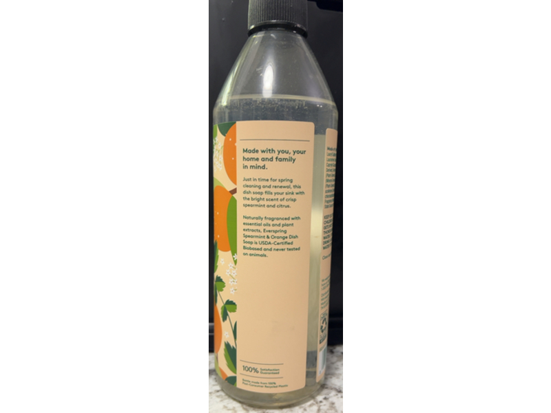 Ever Spring Dish Soap, Spearmint & Orange, 18 fl oz/532 mL