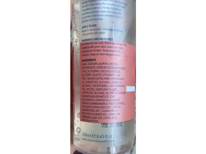 Celenes By Sweden Cleansing Foaming Gels, Cloudberry, 8.45 fl oz/250 ml