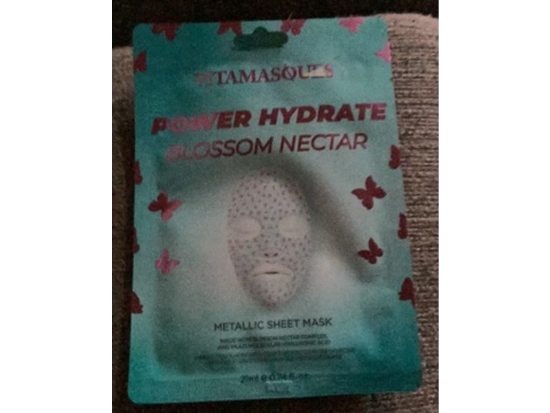Vitamasques Power Hydrate Blossom Nectar Metallic Sheet Mask, 0.74 fl oz/21 mL