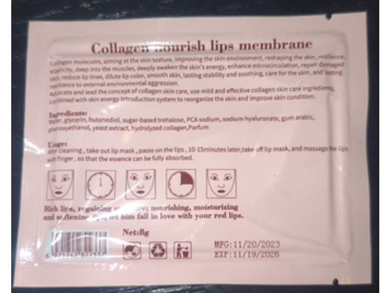 Efero Moisture Essence Collagen Lip Mask, 8 g, 30 Count