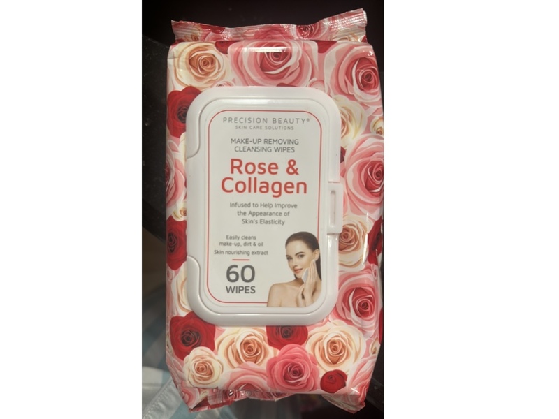 Precision Beauty Make-Up Removing Cleansing Wipes, Rose & Collagen, 60 Wipes