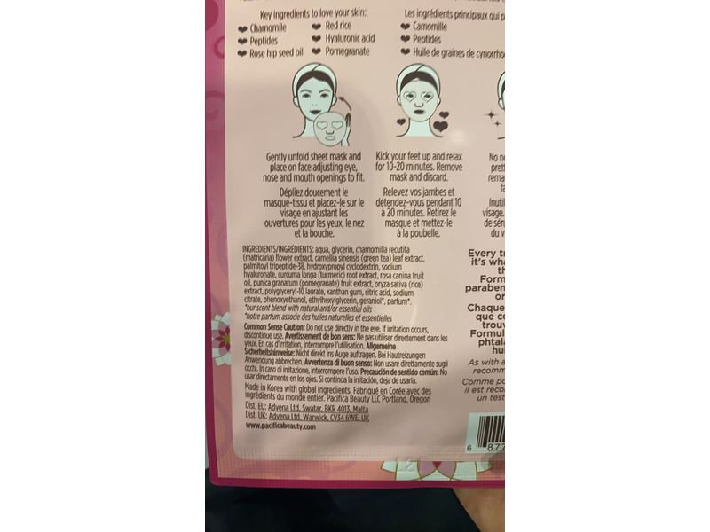 Pacifica Disobey Time Facial Mask - Rose and Peptide 1 Pc