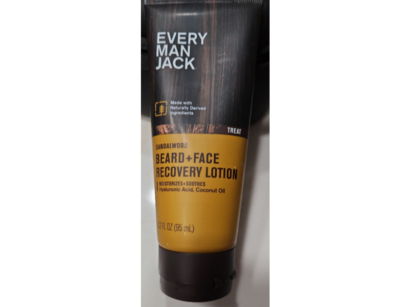 Every Man Jack Treat Beard & Face Recovery Lotion, Sandalwood, 3.2 fl oz/95 mL, Pack Of 2