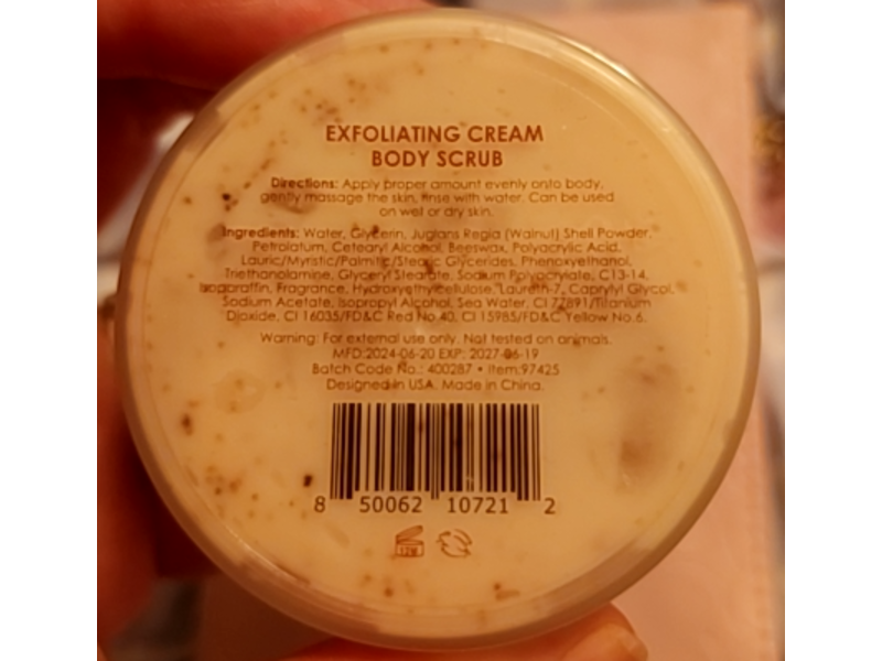 Manna Kadar Sea Minerals Exfoliating Cream Body Scrub, Pomegranate, 1.18 fl oz/35 mL