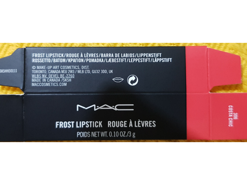 M.A.C Frost Lipstick, Costa Chic, 0.10 oz/3 g