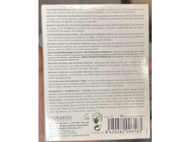 Salerm Vegetable Placenta Restructurer, 0.44 fl oz/13 mL