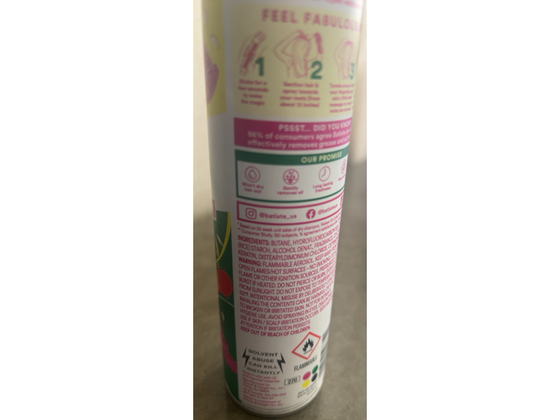 Batiste Dry Shampoo, Pink Pineapple, 3.81 oz/108 g