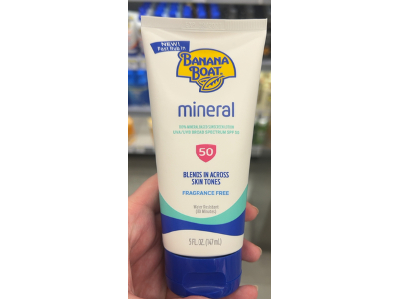 Banana Boat Mineral Based Sunscreen Lotion, SPF 50, 5 fl oz/147 mL